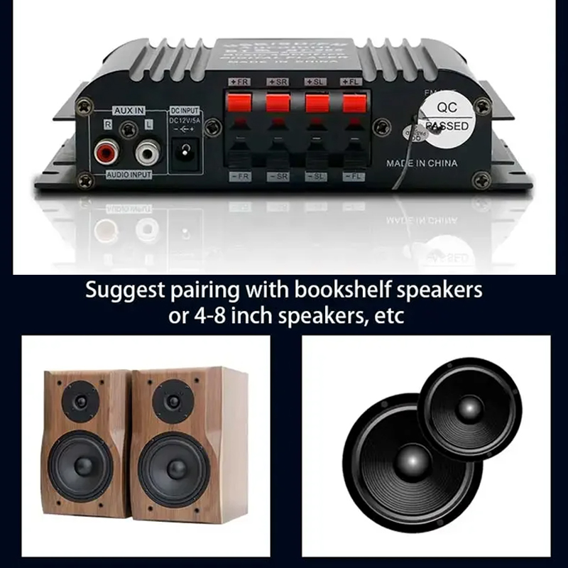 HiFi-Soundverstärker, 4-Kanal-Digital-Audio-Bluetooth-Verstärker, 1600 W, Spitzenleistung, Karaoke-Player, FM-Radio, unterstützt Fernbedienung