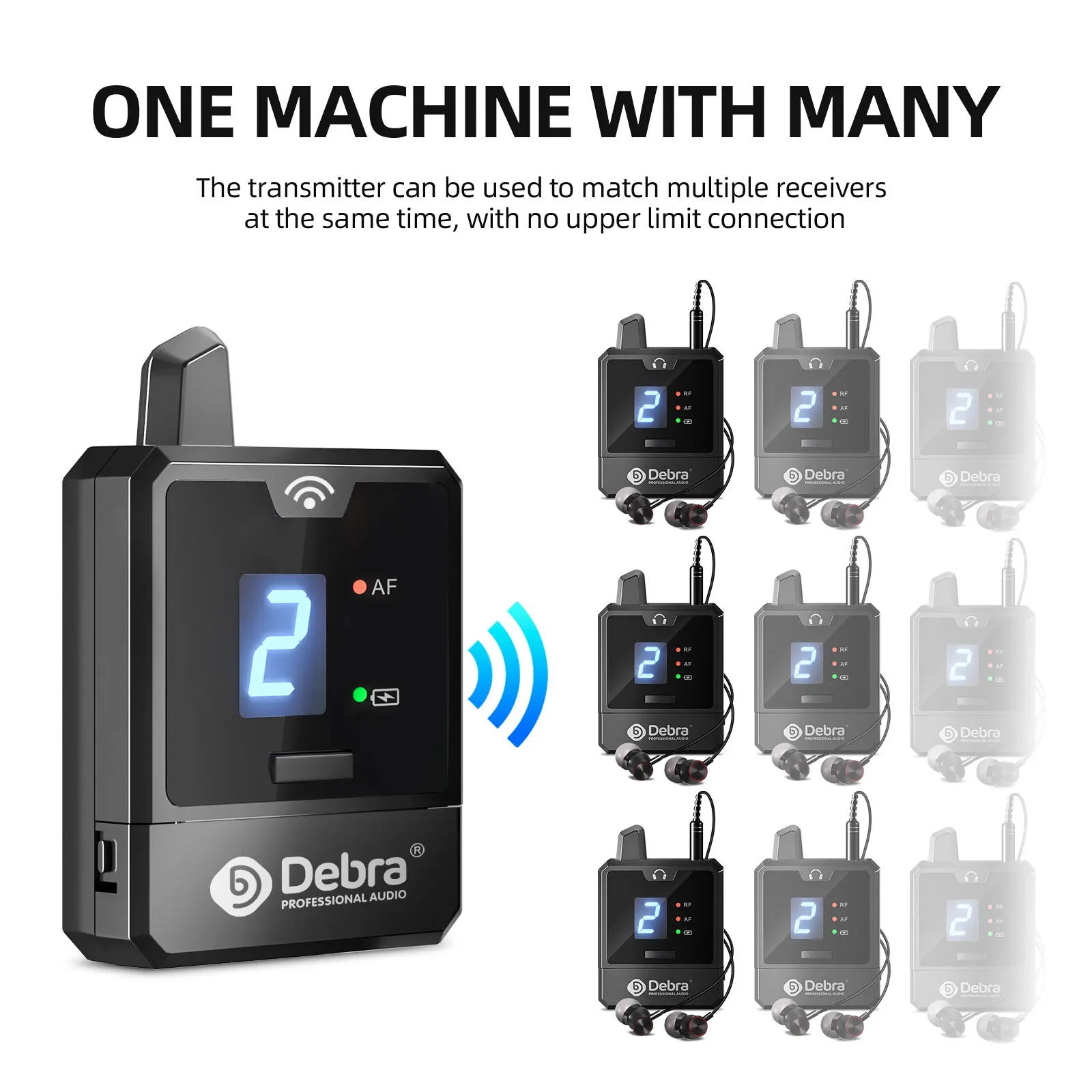 Debra New Protable UHF IEM Wireless In-Ear Monitor System Audio-Mini Rechargeable for Music Audio Monitoring Live Broadcast