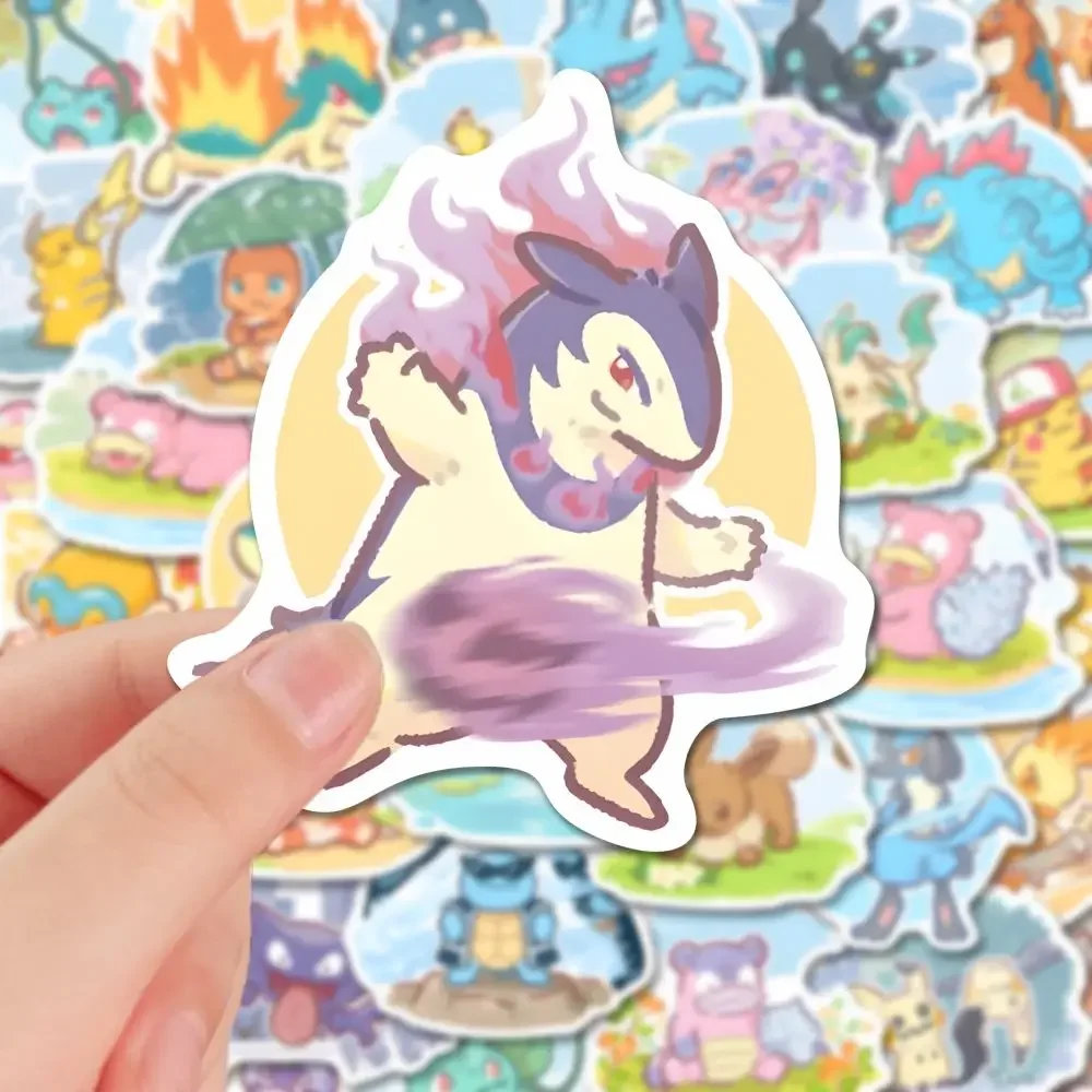 63 個ポケモンアニメステッカーピカチュウのラップトップスケートボードスーツケースかわいいステッカーギター電話漫画子供のギフトのおもちゃ