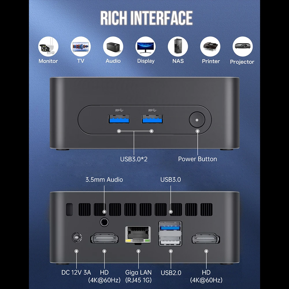 MLLSE G3 Mini PC Intel N100 CPU DDR4 16GB RAM 512GB SSD WiFi5 BT4.2 Windows 11 Mini Computer Desktop