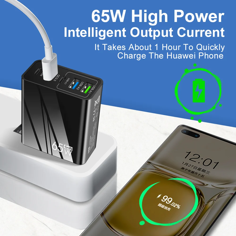 65 ワット GaN USB 充電器 PD タイプ C 急速充電電話充電器電源アダプタ iPhone 15 14 Xiaomi サムスン EU/米国プラグ壁の充電器
