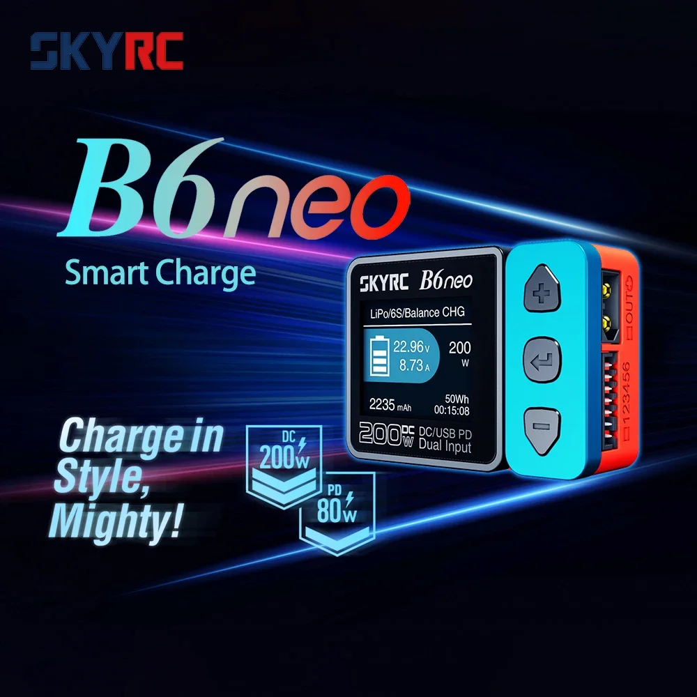 SKYRC B6neo LiPo Battery Smart Balance Charger DC 200W PD 80W Input for RC Model Car Ship Boat Airplane