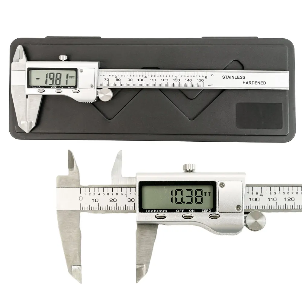 6 Inch 150mm Digital Vernier Caliper Stainless Steel Micrometer Measuring Tool Depth Ruler