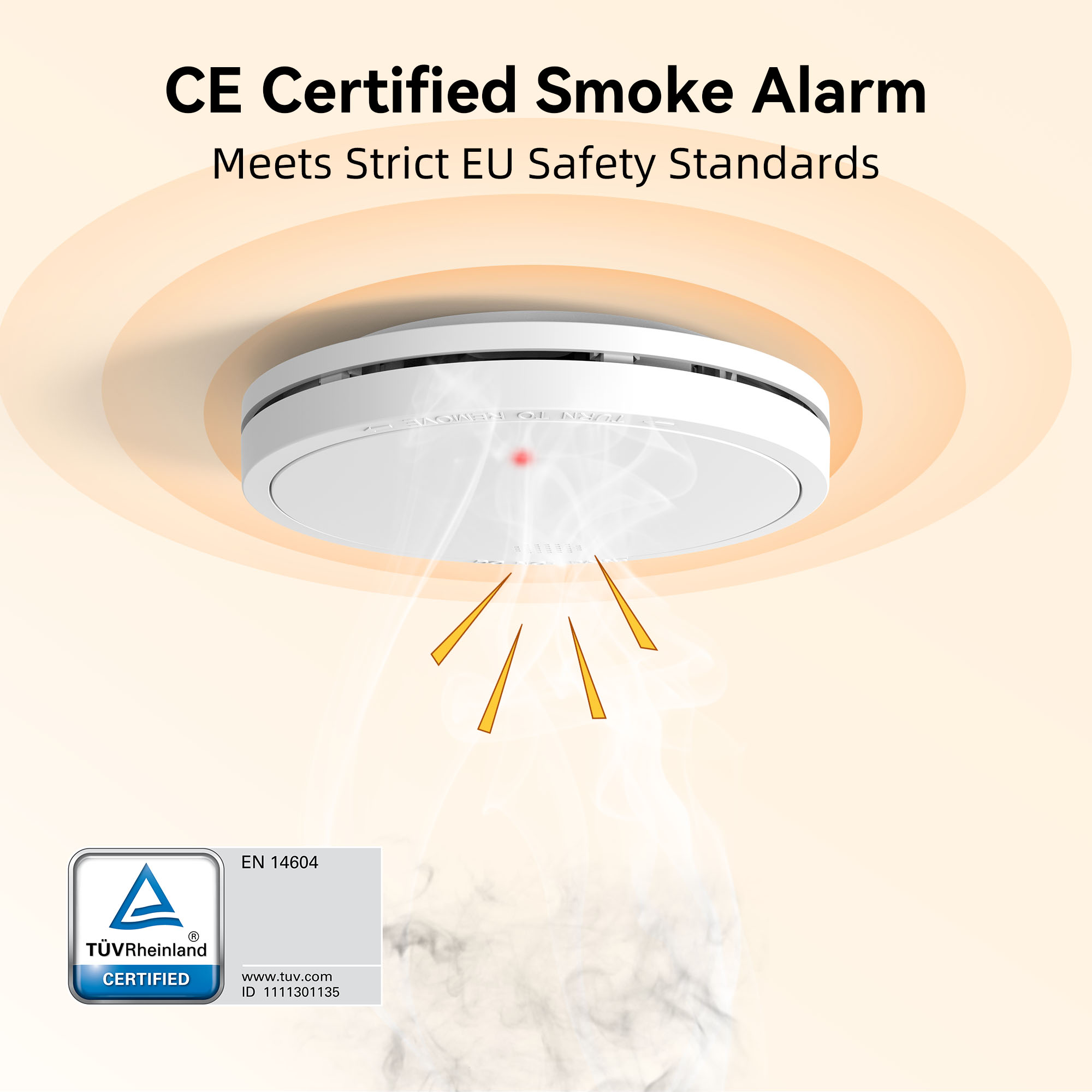 CHZHVAN Independent Smoke detector built-in 10 Year battery Fire Smoke alarm for House Security Protection Fire Detector