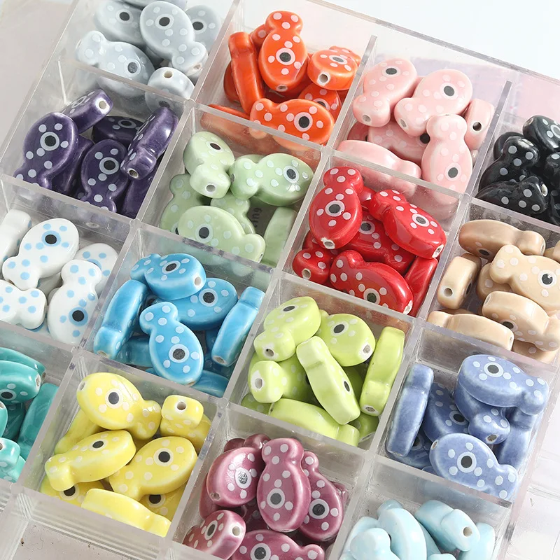10Pcs 레트로 작은 물고기 비즈 매력 세라믹 스페이서 느슨한 비즈 쥬얼리 만들기 DIY 팔찌 액세서리 ﻿