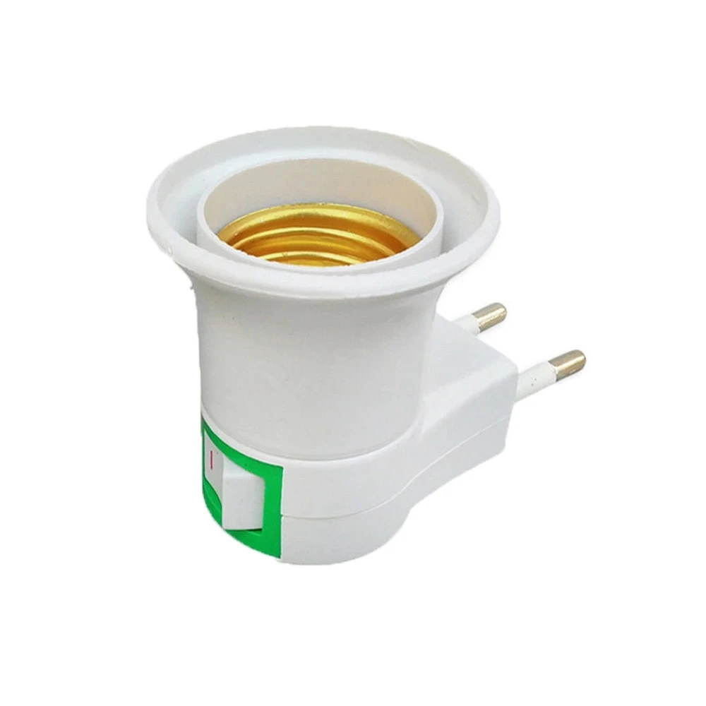 E27 EU Plug Adapter With Power On-Off Control Switch E27 Socket Lamp Base Lamp Socket 1Pack