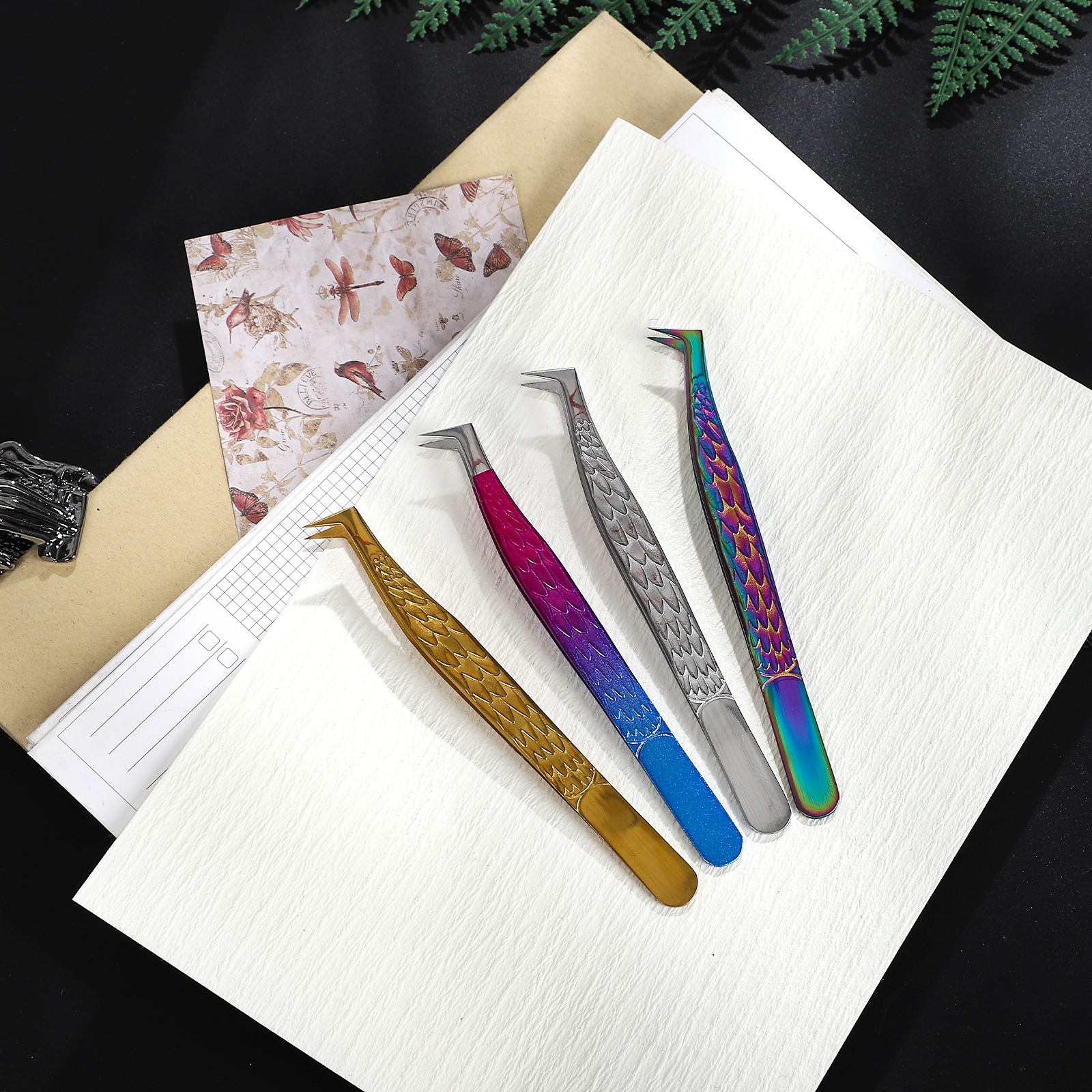 JIANWU Stainless Steel High Density Grafting Tweezers Journal Collage Tool Creative DIY Student Supplies Stationery