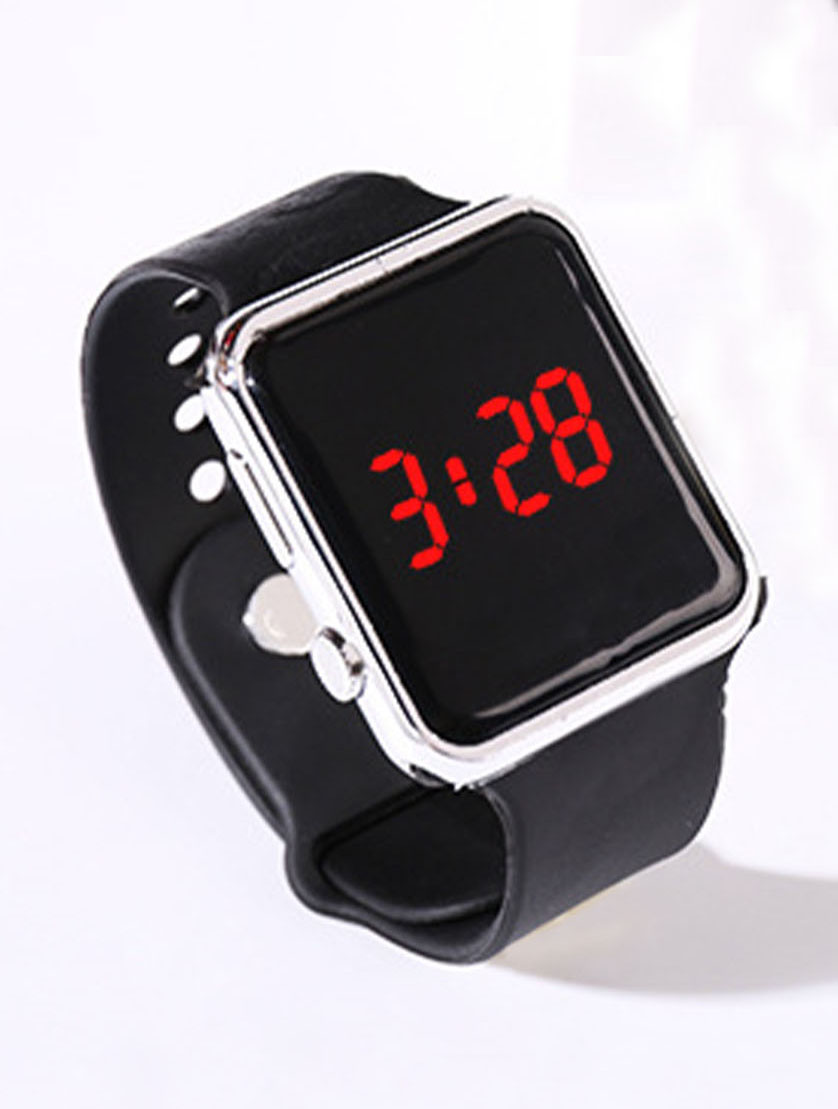 2 pçs esportes moda retangular sílica gel simples relógio eletrônico masculino e feminino conjunto de presente para os amantes