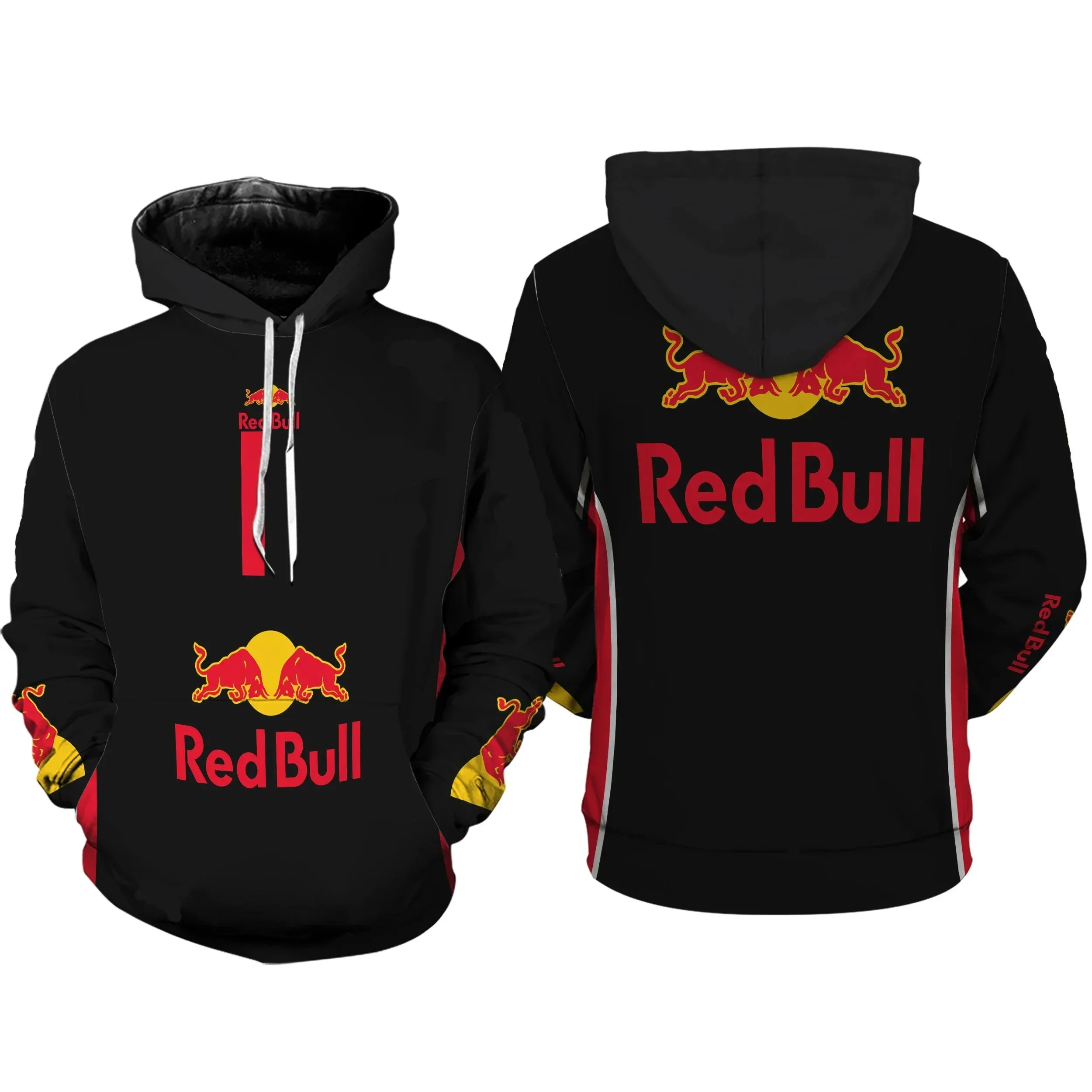 2025 nova primavera e outono Red Bull moletom com capuz moda de rua 3D impresso pulôver masculino roupas esportivas ao ar livre roupas de corrida