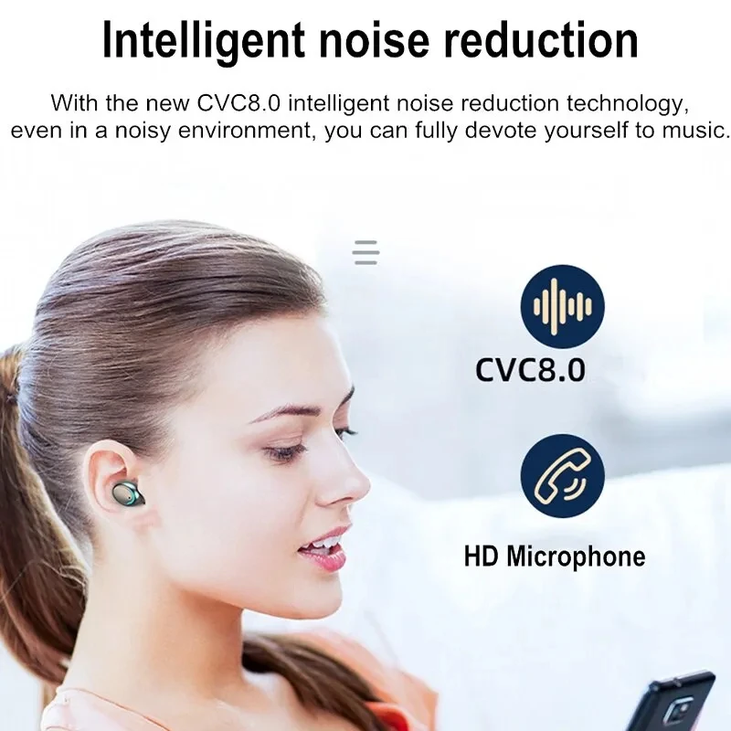 Bezprzewodowe słuchawki F9 Bluetooth TWS LED Dislpaly obuuszny zestaw słuchawkowy wodoodporne słuchawki HD Calling CVC 8.0 z redukcją szumów