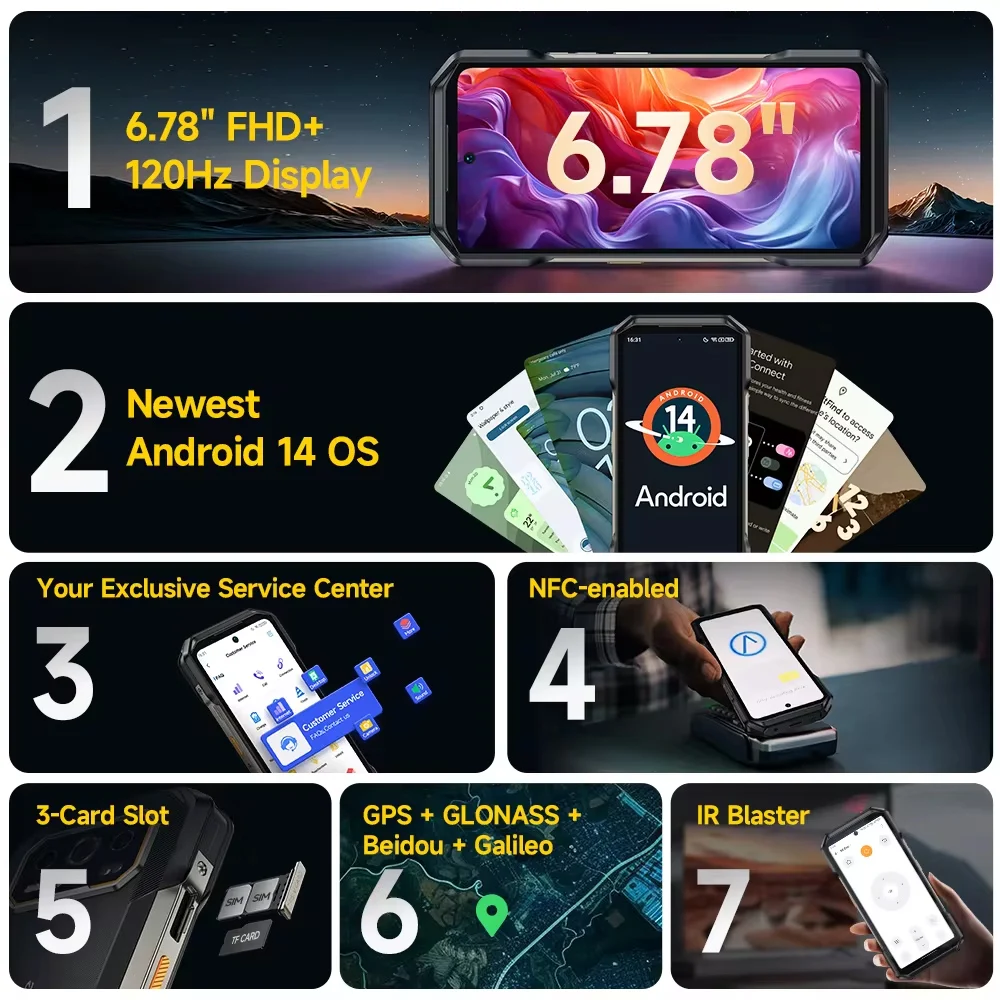 Ulefone Armor 27T Pro 5G com THERMAL BY FLIR® Rugged Phone 10600mAh Android 14 Smartphone 50MP + 64MP 6,78" 24GB + 256GB NFC Mobile