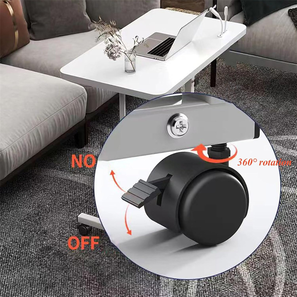 Mobiel sta-bureau met wielen Klein computerbureau In hoogte verstelbaar Laptopbureau Witte staande tafel Thuiskantoorbureaus