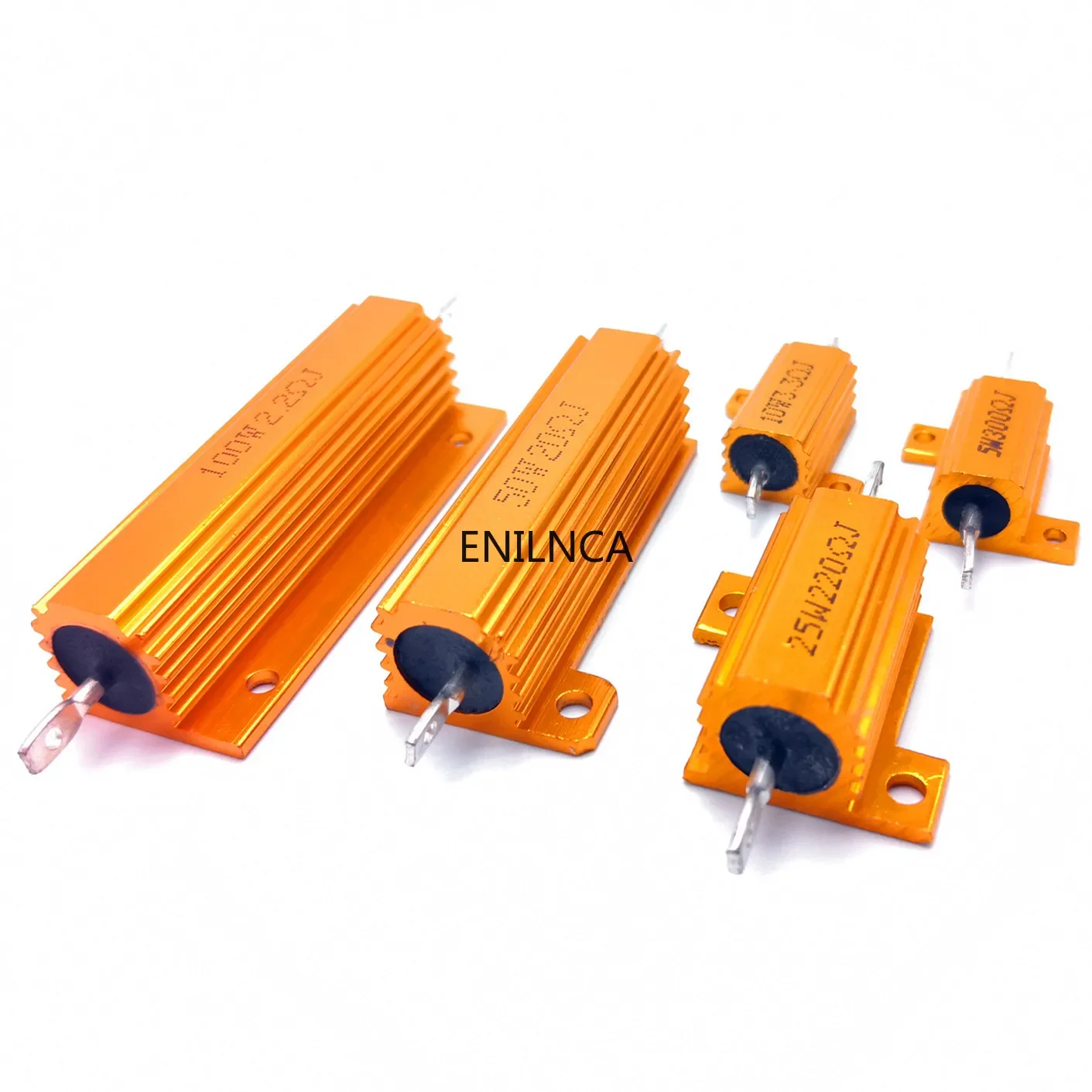 Resistore a filo avvolto con custodia in metallo di potenza in alluminio da 25 W 50 W 100 W 0,01-100 K 0,05 0,1 0,5 1 2 6 8 10 20 200 500 1K 10K ohm