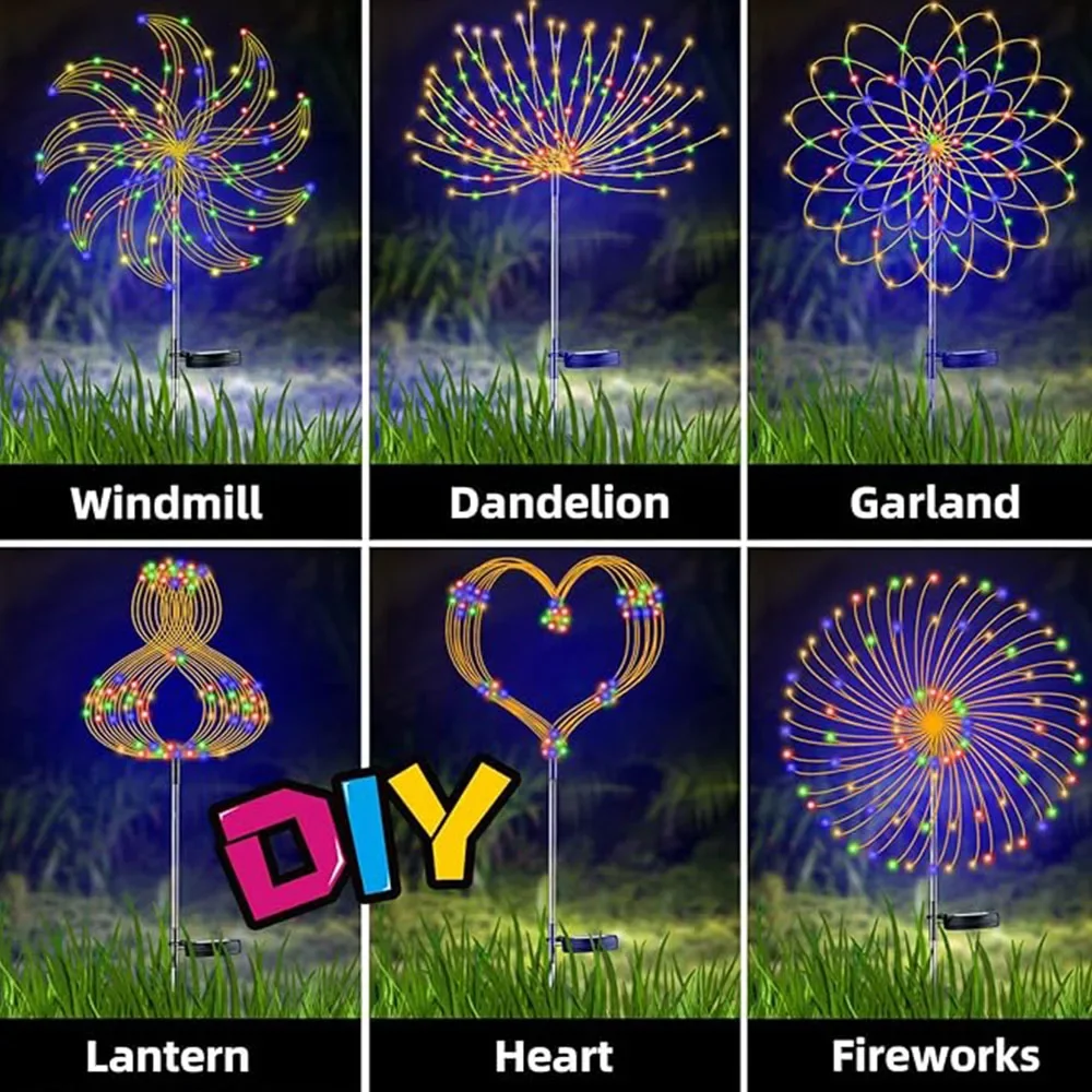 โคมไฟพลังงานแสงอาทิตย์ดอกไม้ไฟ 150 LED แฟลช Fairy String Light 8 โหมดกันน้ําสวนตกแต่งภูมิทัศน์สําหรับแสงวันหยุดกลางแจ้ง