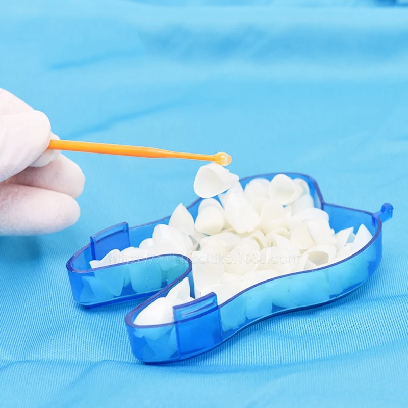 Aplicador dental descartável, 20 unidades/caixa, varas de escova, ponta adesiva para coroa dentária, folheado de porcelana, materiais para dentista