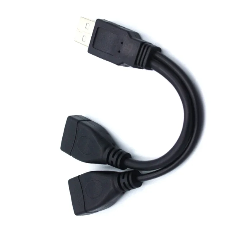 Cable de extensión de 1 macho a 2 hembra, divisor USB 2,0, Cable Y, convertidor adaptador de corriente para PC, carga de transmisión de datos de coche