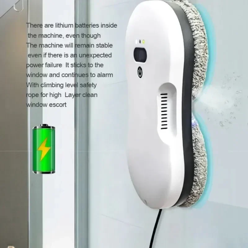 Robô inteligente de limpeza de janelas com spray de dupla face com forte sucção, limpador de vidros elétrico para janelas de casa e escritório de alta altura