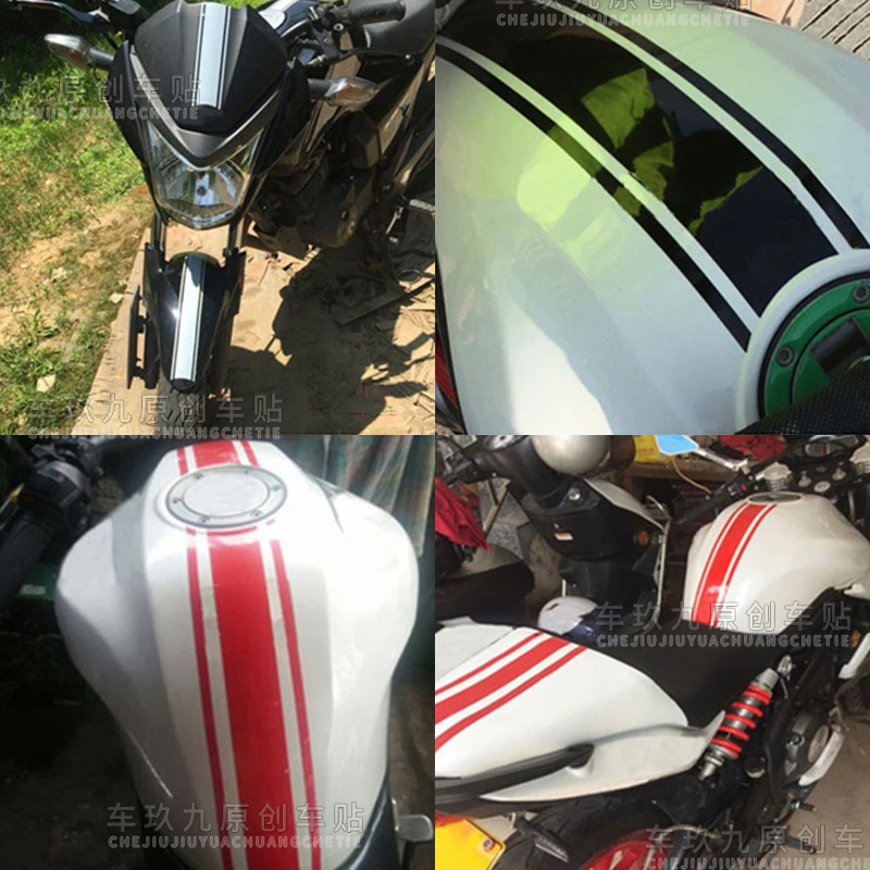 1 Uds. Pegatinas de 50cm para motocicleta, cubierta de tanque de combustible DIY, pegatina reflectante impermeable para accesorios de motocicleta de carreras