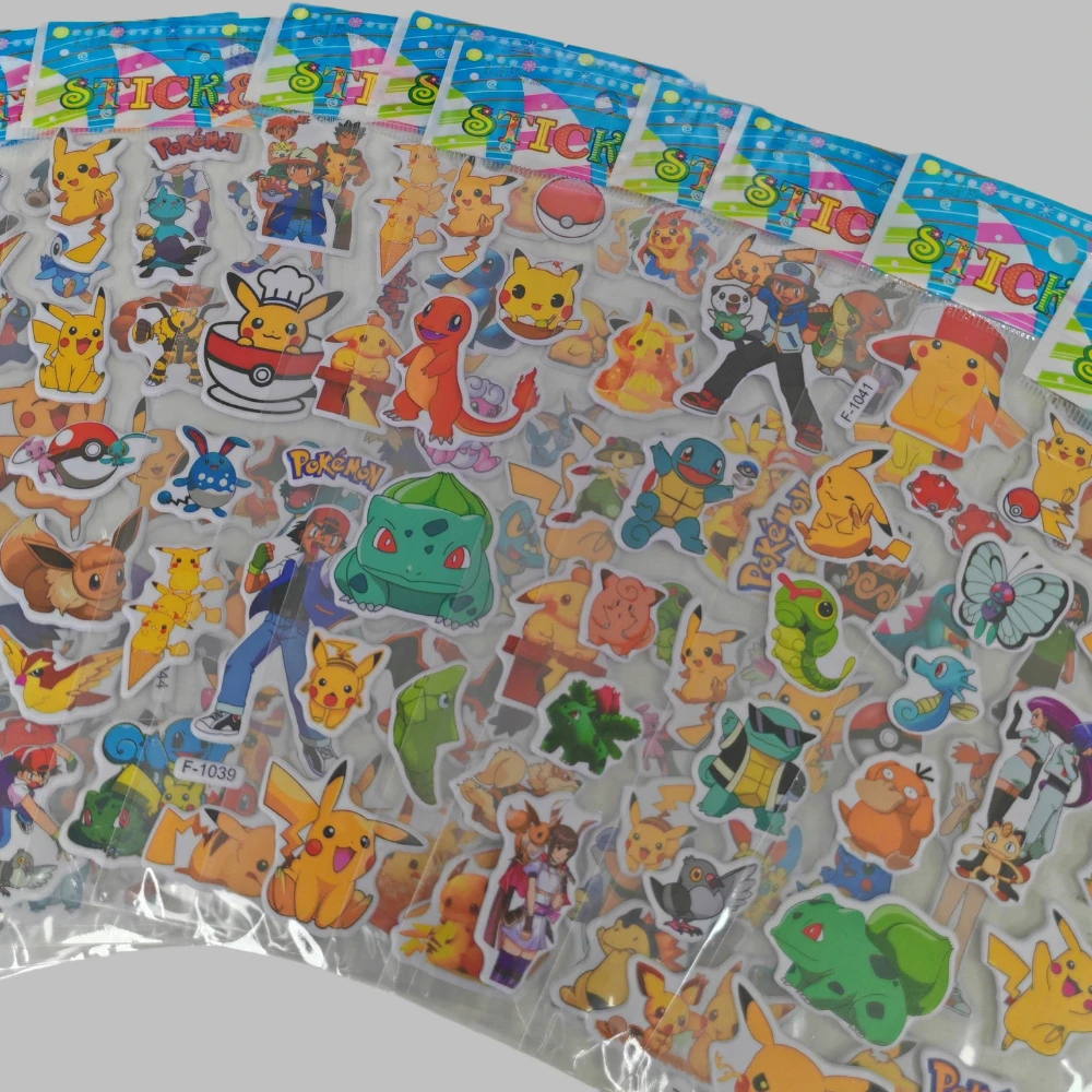 สติกเกอร์โปเกมอนน่ารัก 12 แผ่น สติกเกอร์ 3 มิติ ลายปิกาจู ของเล่นเด็ก การ์ตูน สติกเกอร์แบบนูน ของรางวัล ของขวัญ