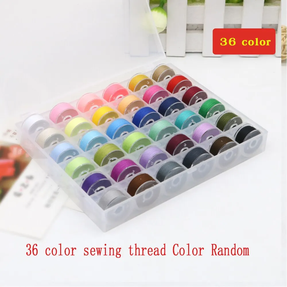 ด้ายเย็บผ้าโพลีเอสเตอร์งานปักด้วยมือสี25/36กล่องสีแบบสุ่ม