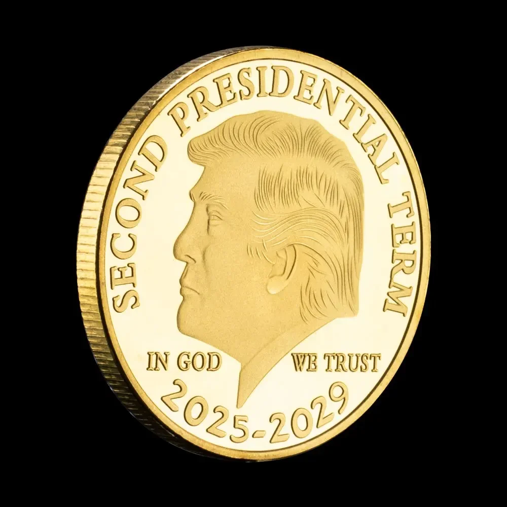 ドナルド・トランプ金貨 金メッキ収集価値のあるコインとケースが付属 第2回大統領就任2025年～2029年記念コイン