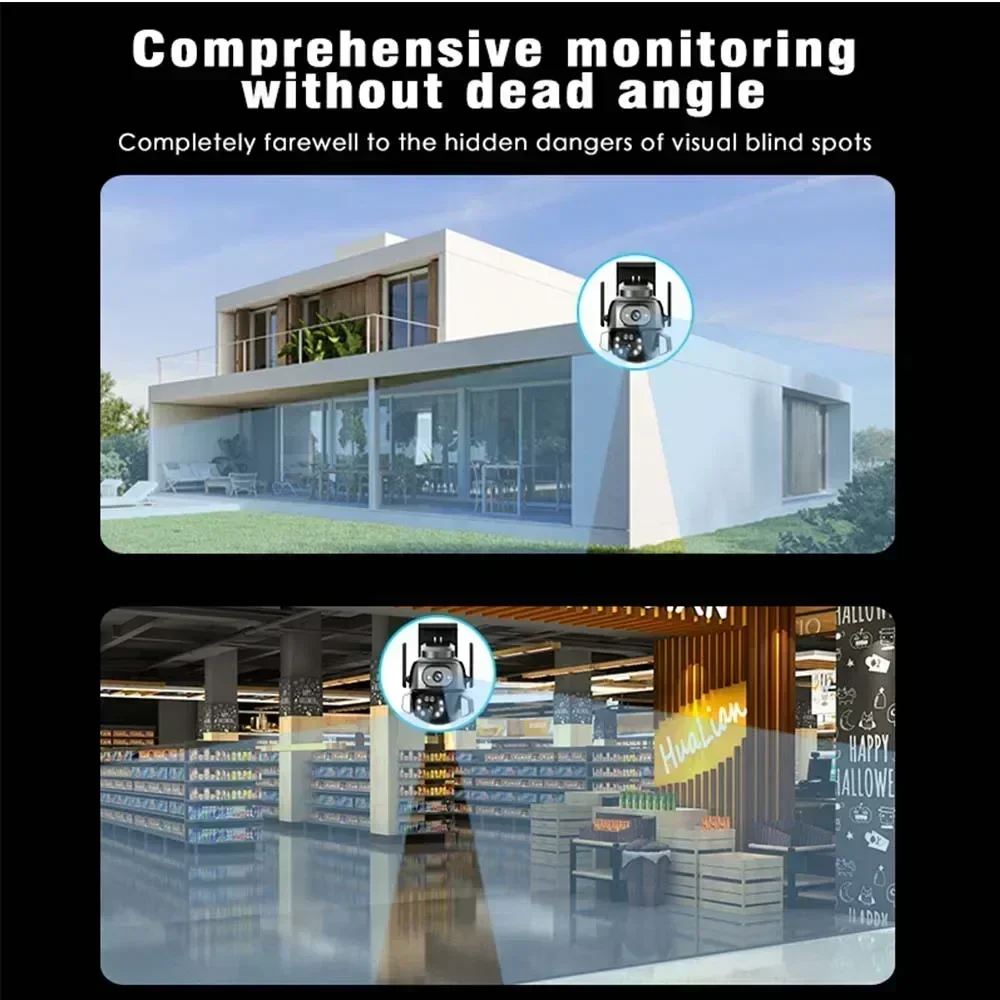 Cámara WIFI 4K de 8MP, aplicación TUYA, cámara de pantalla Dual, Binocular AI, seguimiento automático del cuerpo, CCTV, seguridad Alexa, monitoreo inteligente IP66