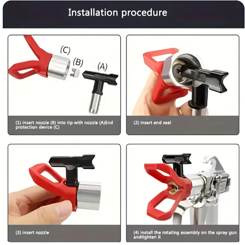 1PCS Spray Head, Reversible Airless Nozzle, Black, Suitable For Airless Sprayer