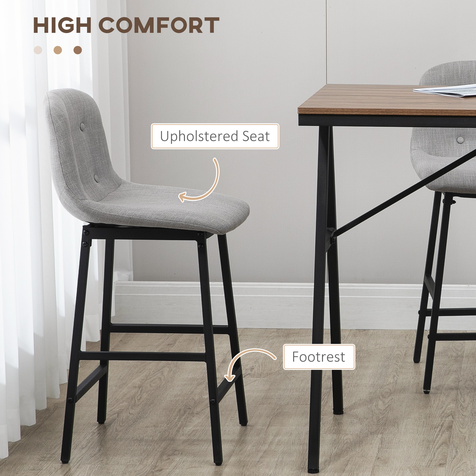 HOMCOM Mesa de bar con taburetes de bar, juego de comedor de 5 piezas, mesa de cocina, juego de mesa de bar