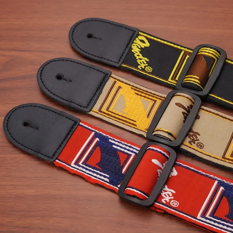 Guitar Strap 40/41 Inch Artistic Color Matching Diagonal Span Adjustable Electric Fender Back Portable Wood Musical Instruments