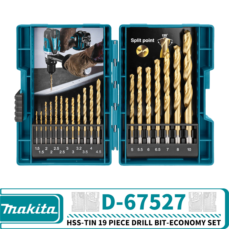Makita D-67527 D-72833 D-72855 D-43555 D-43561 D-72849 D-43577 Hss-Tin Metal Drill Bit Set Power Tool Accessories