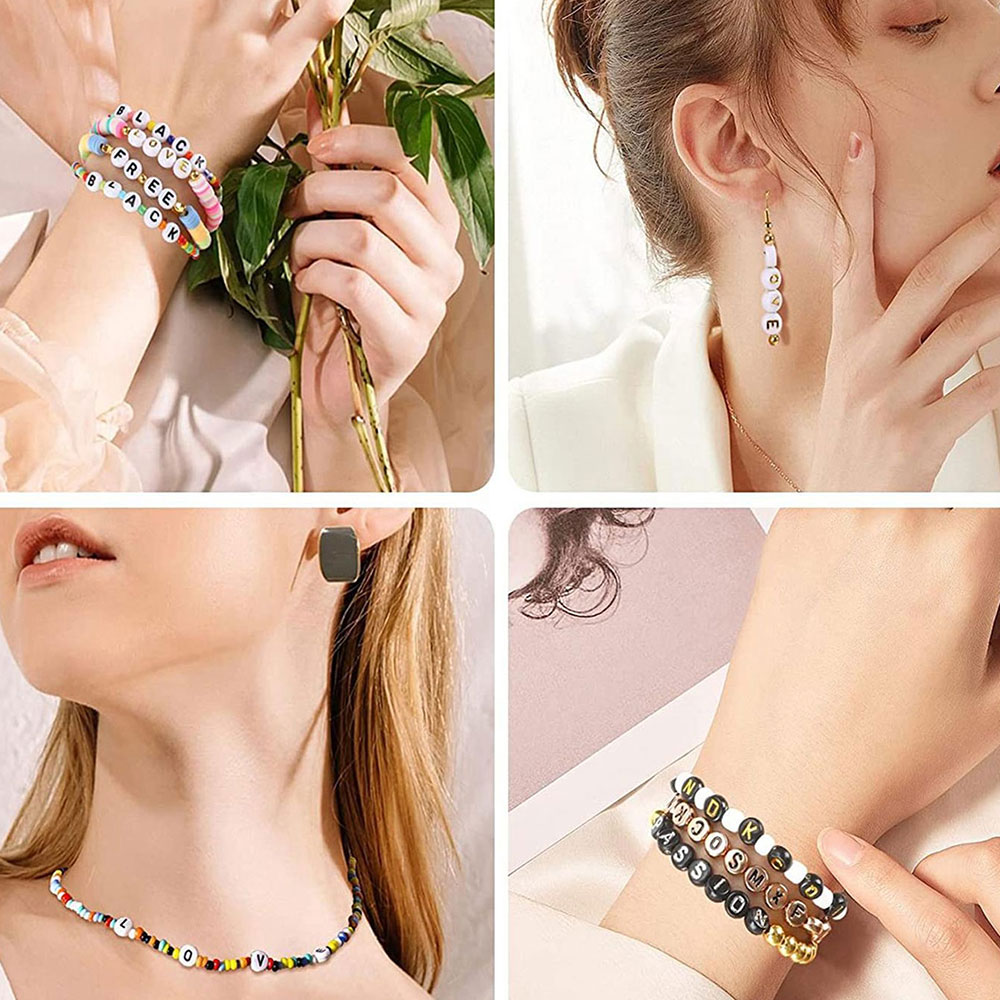 700pcs 7 색 라운드 편지 구슬 DIY 목걸이 팔찌 (7x4mm) 만들기 보석에 대 한 아크릴 알파벳 번호 구슬