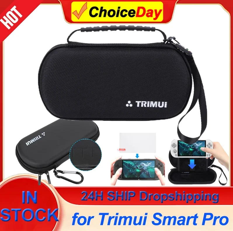 Estuche de transporte de EVA duro con película de vidrio templado, estuche de consola de juegos portátil, impermeable para consola de juegos de mano triple Smart Pro