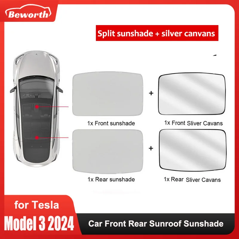Osłona przeciwsłoneczna do Tesla Model 3+ Highland 2024 Szklana osłona przeciwsłoneczna na dach Skylight Blind Shading Model3 2023 Przedni tylny szyberdach Akcesoria