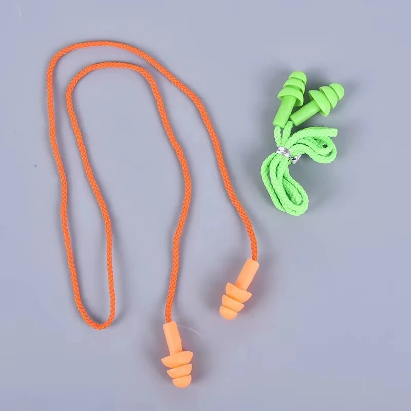 Tappi per le orecchie in silicone da 1 pezzo Tappi per le orecchie per il sonno Riduzione del rumore Tappi per le orecchie da nuoto con corda per immersioni subacquee Tappi per le orecchie
