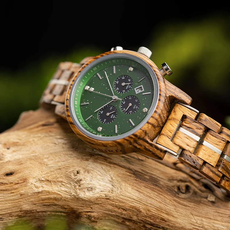 BOBO BIRD-reloj analógico de madera para hombre y mujer, nuevo accesorio de pulsera de cuarzo resistente al agua con cronógrafo grabado, complemento masculino de marca de lujo con fecha automática