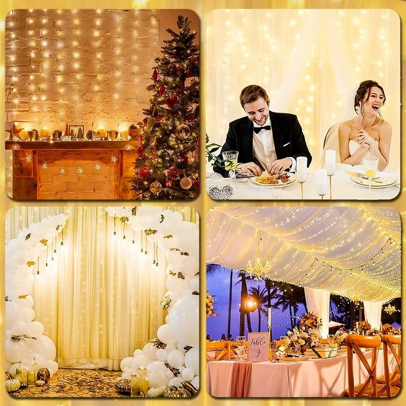 LED-lichtslingers Kerstdecoratie Afstandsbediening USB Bruiloftsslinger Gordijn 3M Lamp Vakantie Voor Slaapkamer Lamp Buitenfee