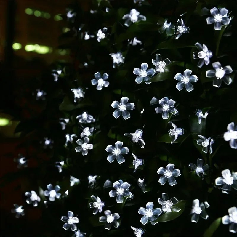 5M 20LED พลังงานแสงอาทิตย์ String ไฟกันน้ํากลางแจ้ง 8 โหมดแบตเตอรี่ดําเนินการเชอร์รี่ดอกไม้ Light Garden Party ตกแต่ง