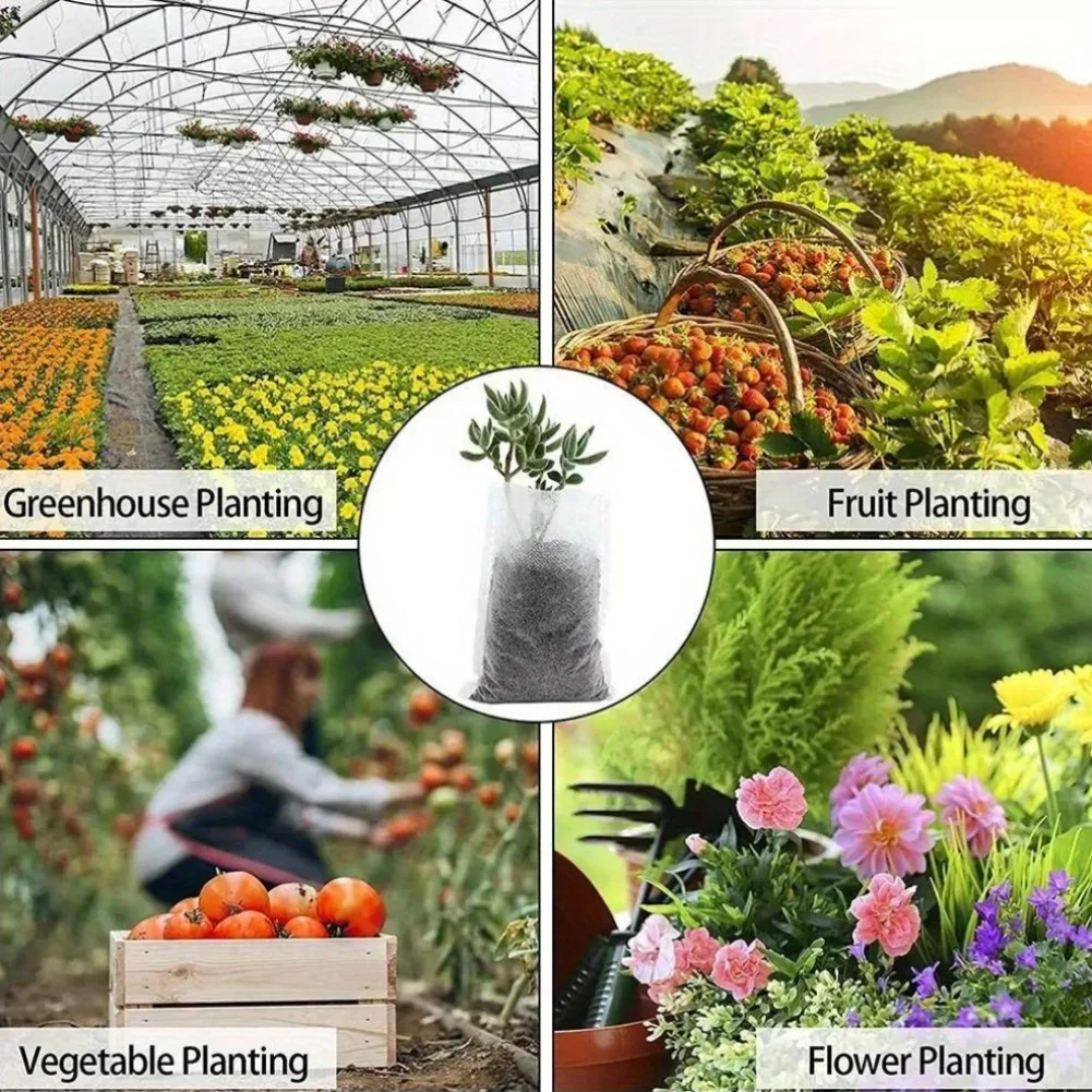 Sacchetti per vivaio biodegradabili da 100 pezzi, sacchetti per piante in tessuto non tessuto, sacchetti per piante in vasi per piantine in tessuto, forniture per giardino domestico