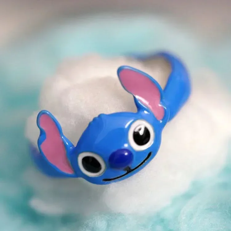 Stitch Open Rings Disney Cartoon Doll Finger Rings Cute Girl Hand Jewelry Birthday Christmas Valentine's Day Gifts