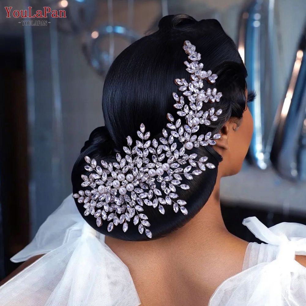 Youlapan hp434 faixa de cabeça de noiva com strass, coroas de noiva, acessórios para cabelo de casamento, concurso, festa