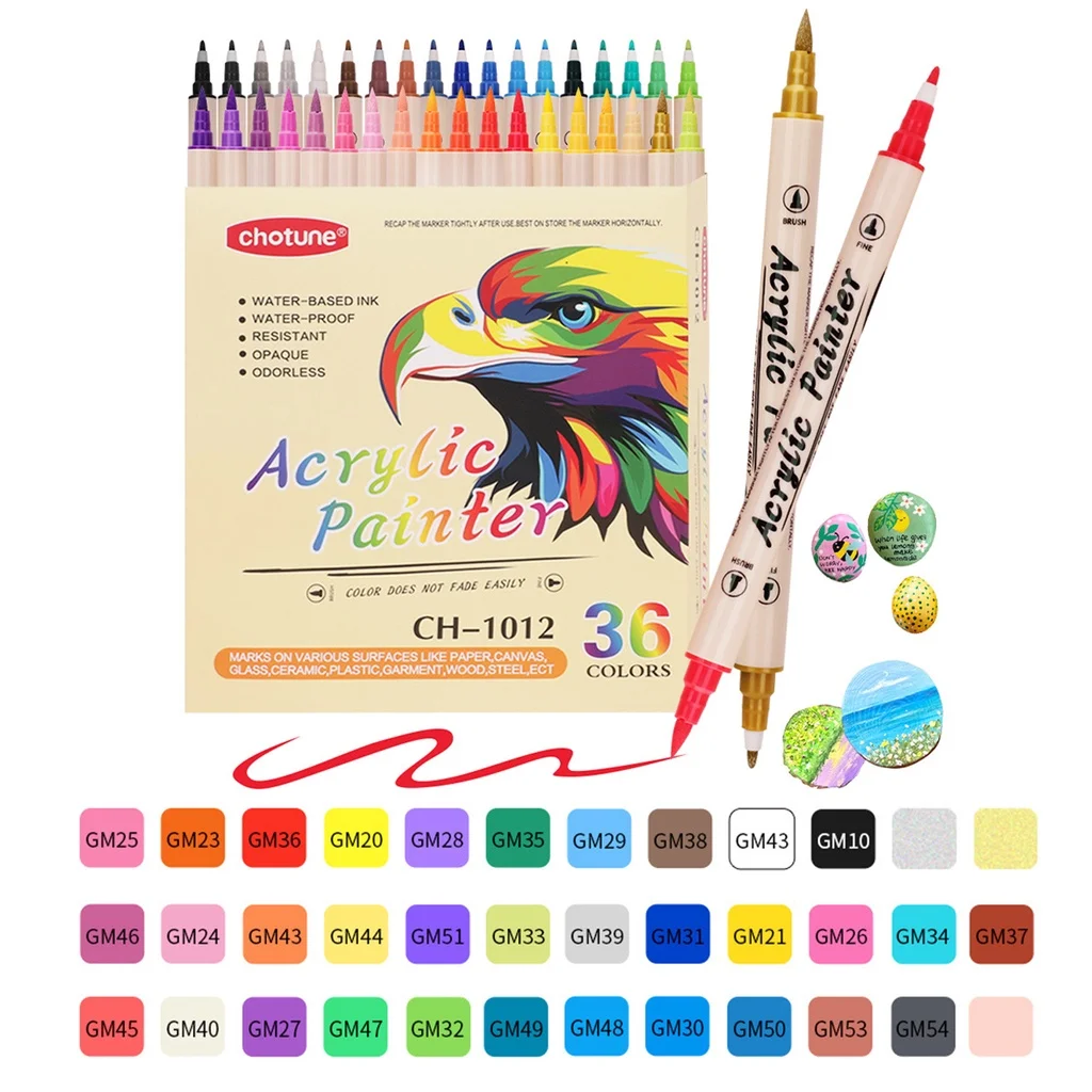 Doppelseitiger Acryl-Marker, 12/24/36 Farben, wasserfest, für Kunstbedarf, Schule, Schreibwaren