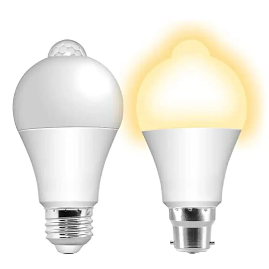 PIR 모션 센서 이동 감지기가 장착된 스마트 Led 전구는 새벽까지 어두운 황혼에서 작동합니다. 보안 전구 E27 E26 B22 12W 85-265V