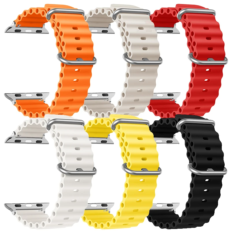 Pulseiras para apple watch band 44mm 40mm 45mm 49mm 41mm 42mm 38mm 46mm oceano pulseira correa iwatch série 7 6 3 se 8 ultra 2 9 10