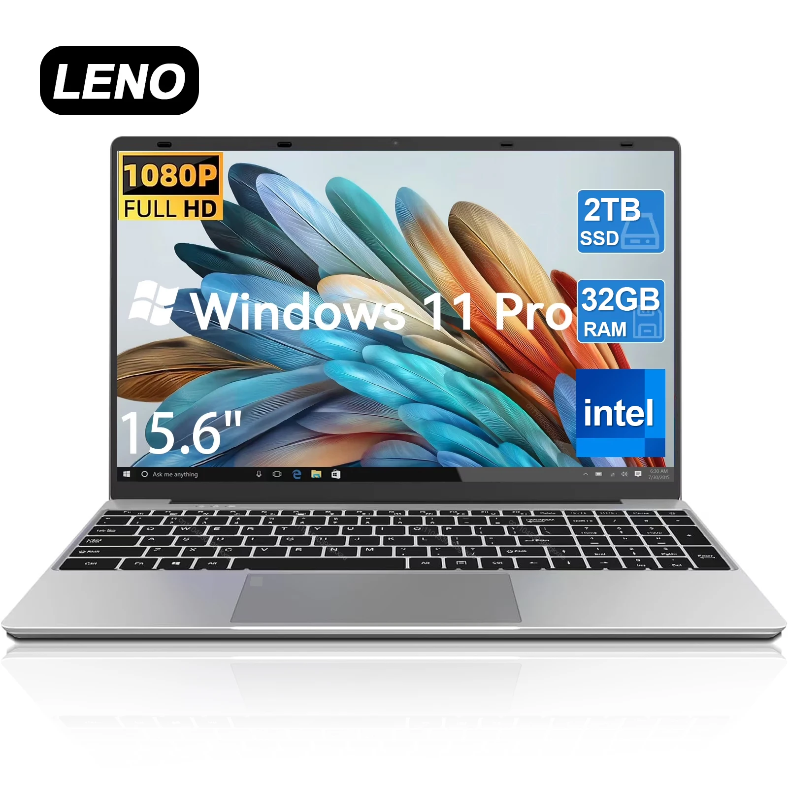 Leno novo 15.6 "portátil intel 6500y 32gb ram 2tb ssd 5000mah escritório windows11 notebook pc gamer com impressão digital retroiluminada