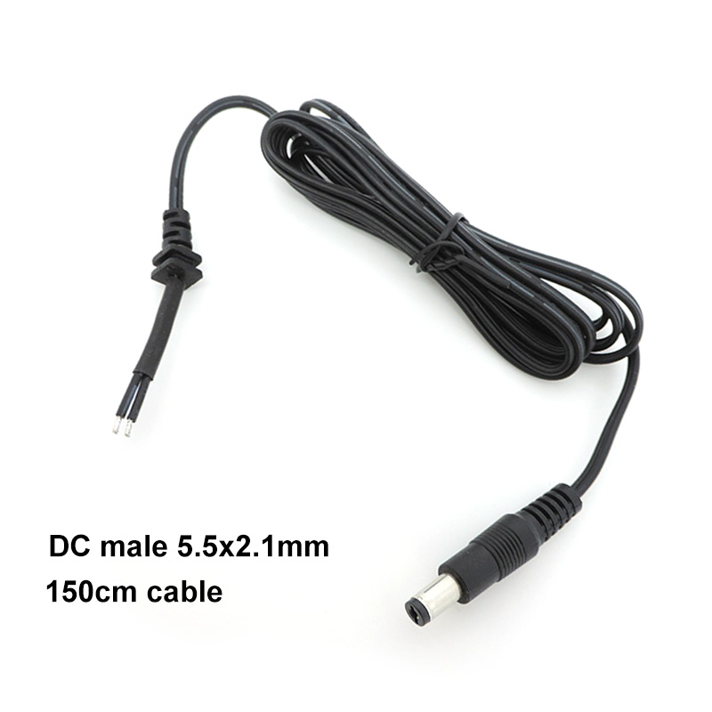電源アダプタ供給コード DC オスプラグ 2pin DC ワイヤーケーブル 5.5*2.1 ミリメートル出力 cctv カメララップトップ充電器 150 センチメートル修理