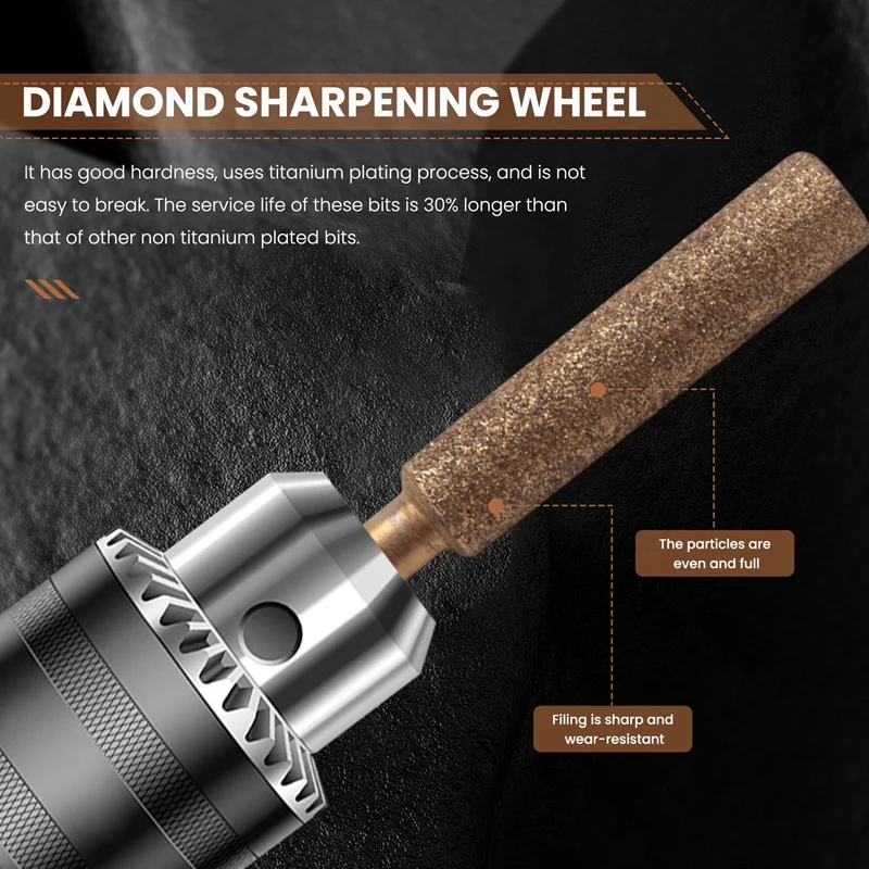 Electric Chainsaw Chain Sharpener Kit, 10Pc Titanium Plated Diamond Sharpening Wheels, High Hardness 3/16Inch Files