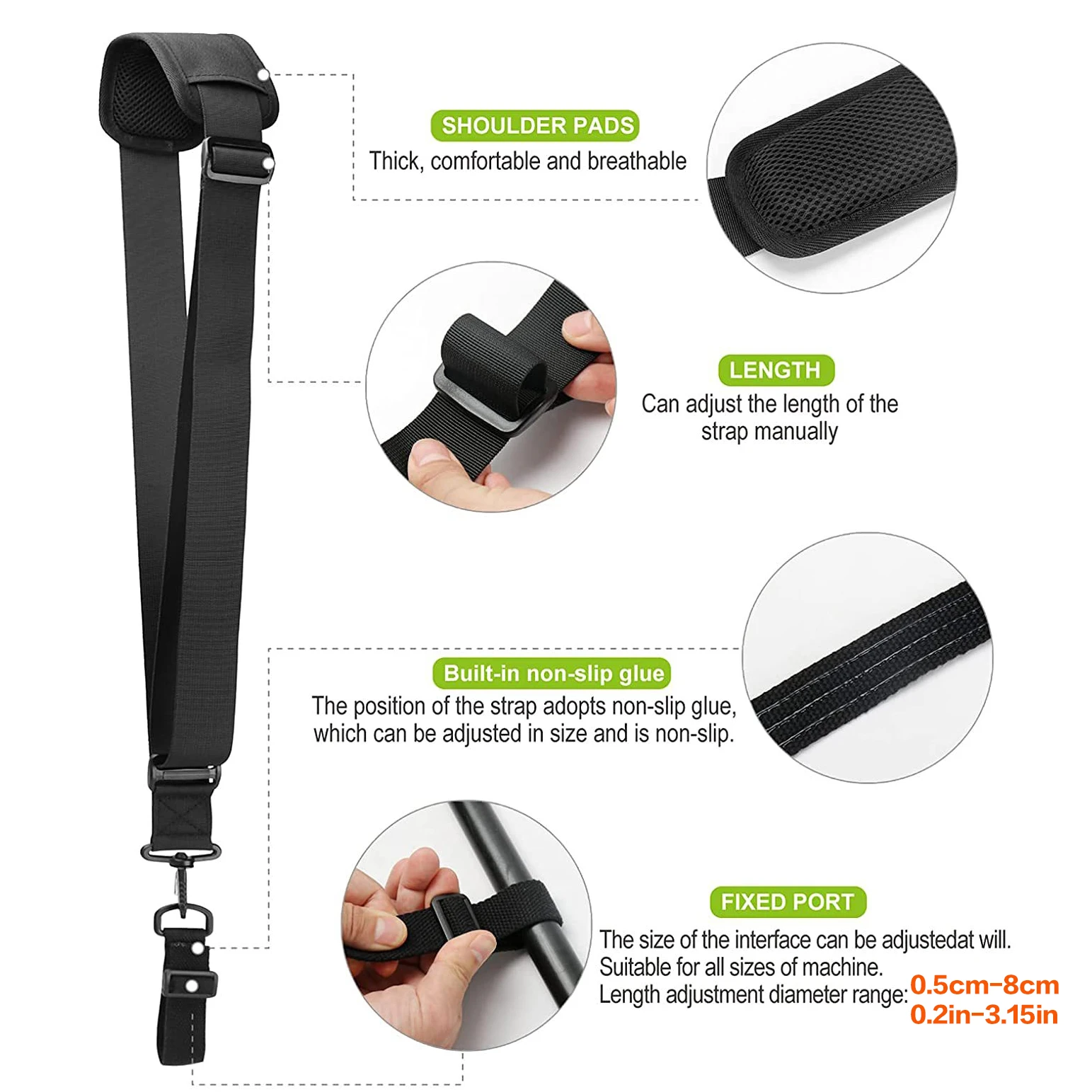 1pc Adjustable Shoulder Strap for Gardening Tools, Durable nylon Fabric, Universal Fit Harness for Grass Trimmers & Pruning Mach