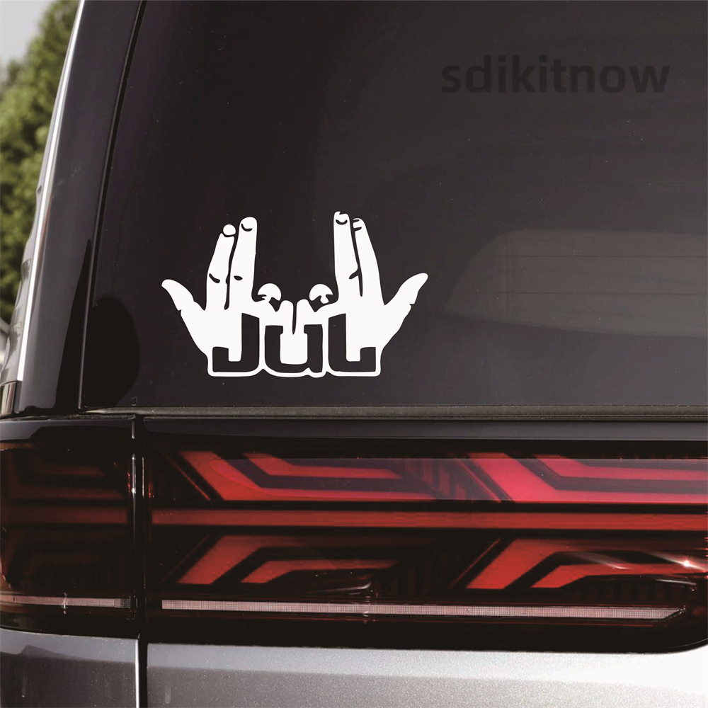 Новинка 2025, забавная наклейка на палец JUL, мотоциклетный велосипедный шлем, водостойкий виниловый оконный стеной, автомобильный стол, украшение для двери, аксессуар, стиль
