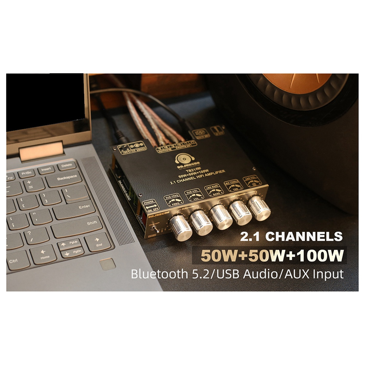 DAJUNGUO-Placa Amplificadora Estéreo Bluetooth, Amplificador Chip AUX, ZK-TB21 PRO, 2.1 Canais, 5.2, 50W, 50W, 100W, Use com TPA3116D2