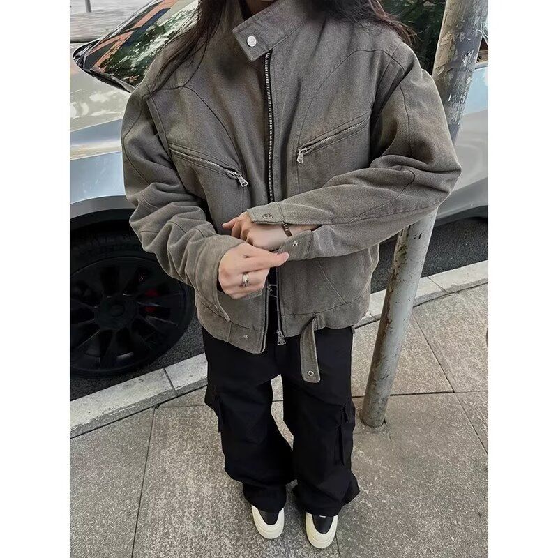 Модная куртка в корейском уличном стиле, Мужская модная джинсовая куртка, американская бейсбольная форма в стиле ретро Y2K